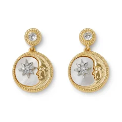 Spanish Day and Night Moon Drop Earrings